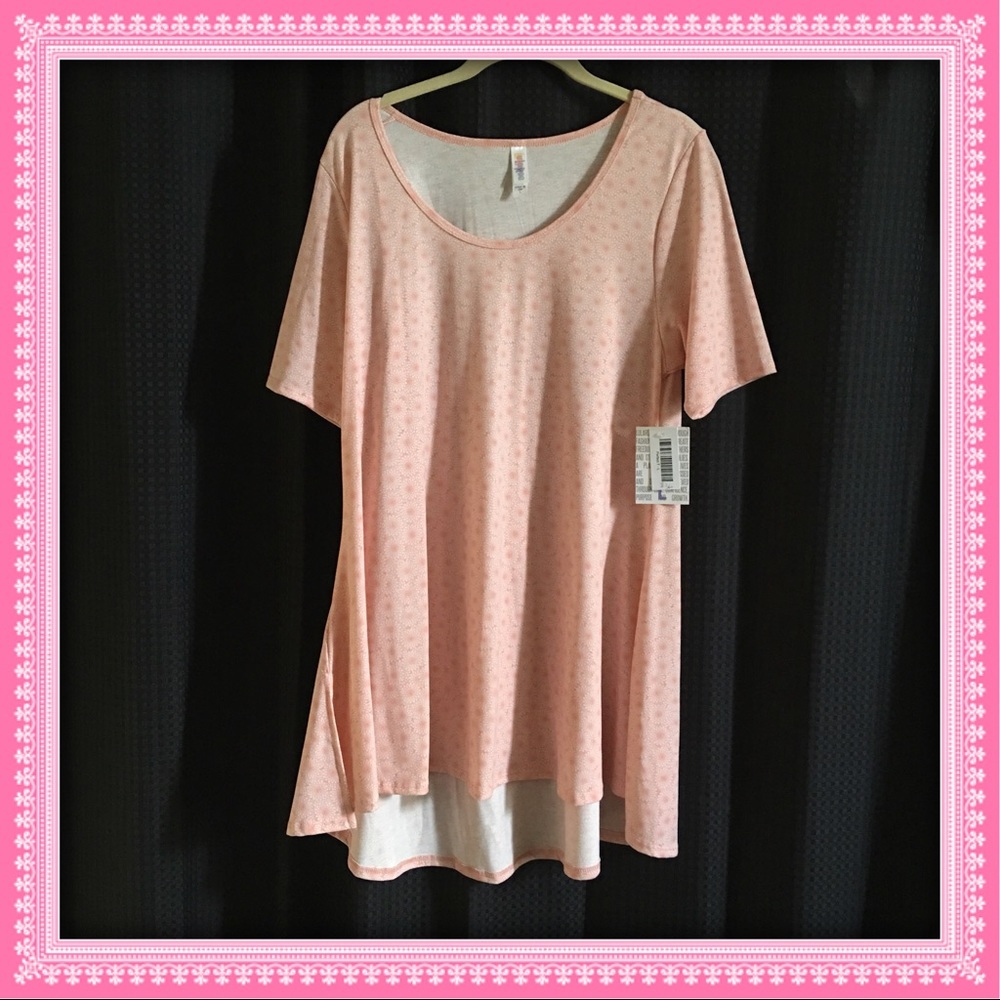 LuLaRoe large floral pink/peach Perfect T NWT