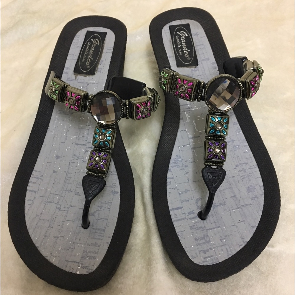 Grandco Jeweled Wedge Sandals
