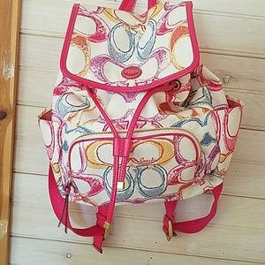 Multi color Coach mini backpack purse