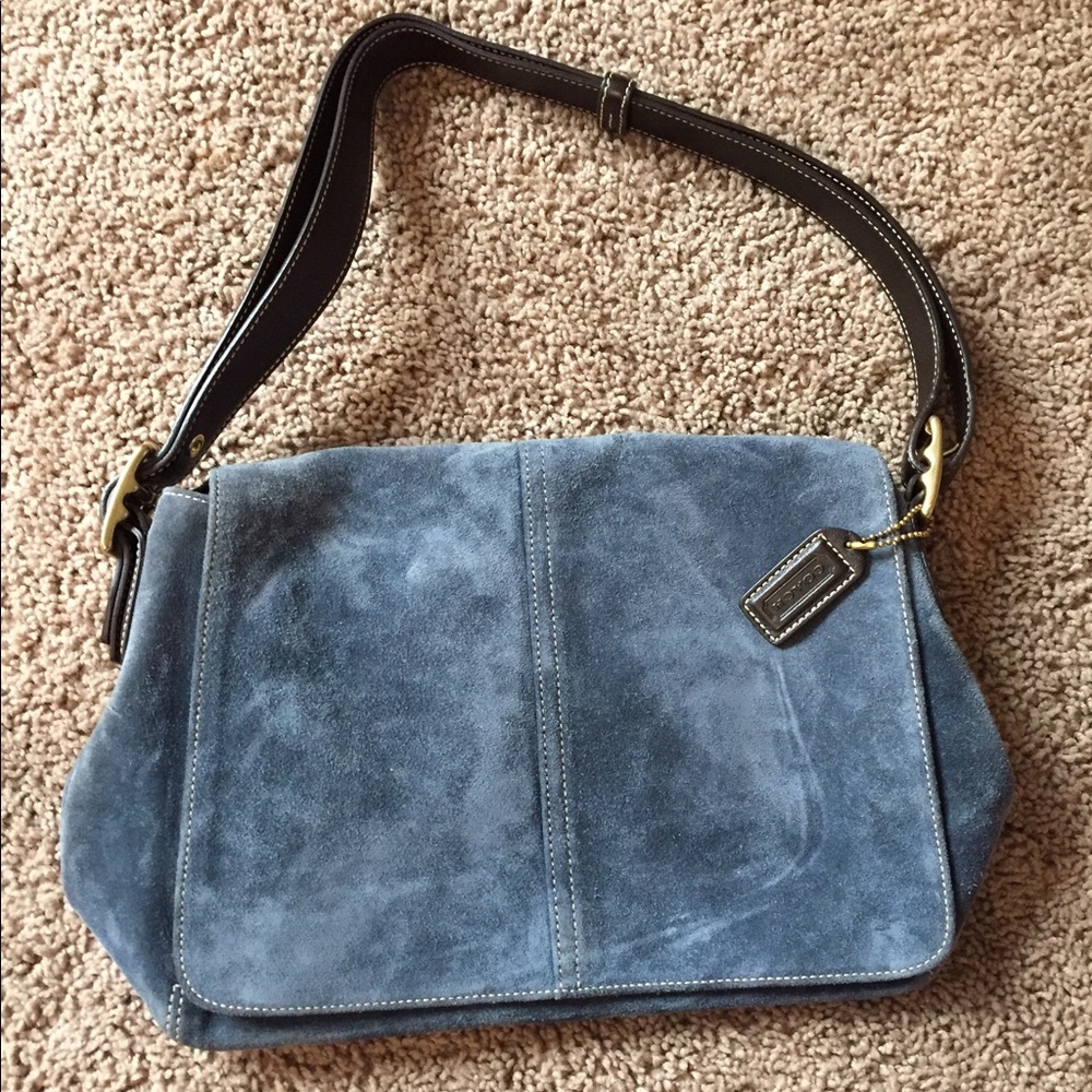 Coach Blue Suede Small Messenger Bag