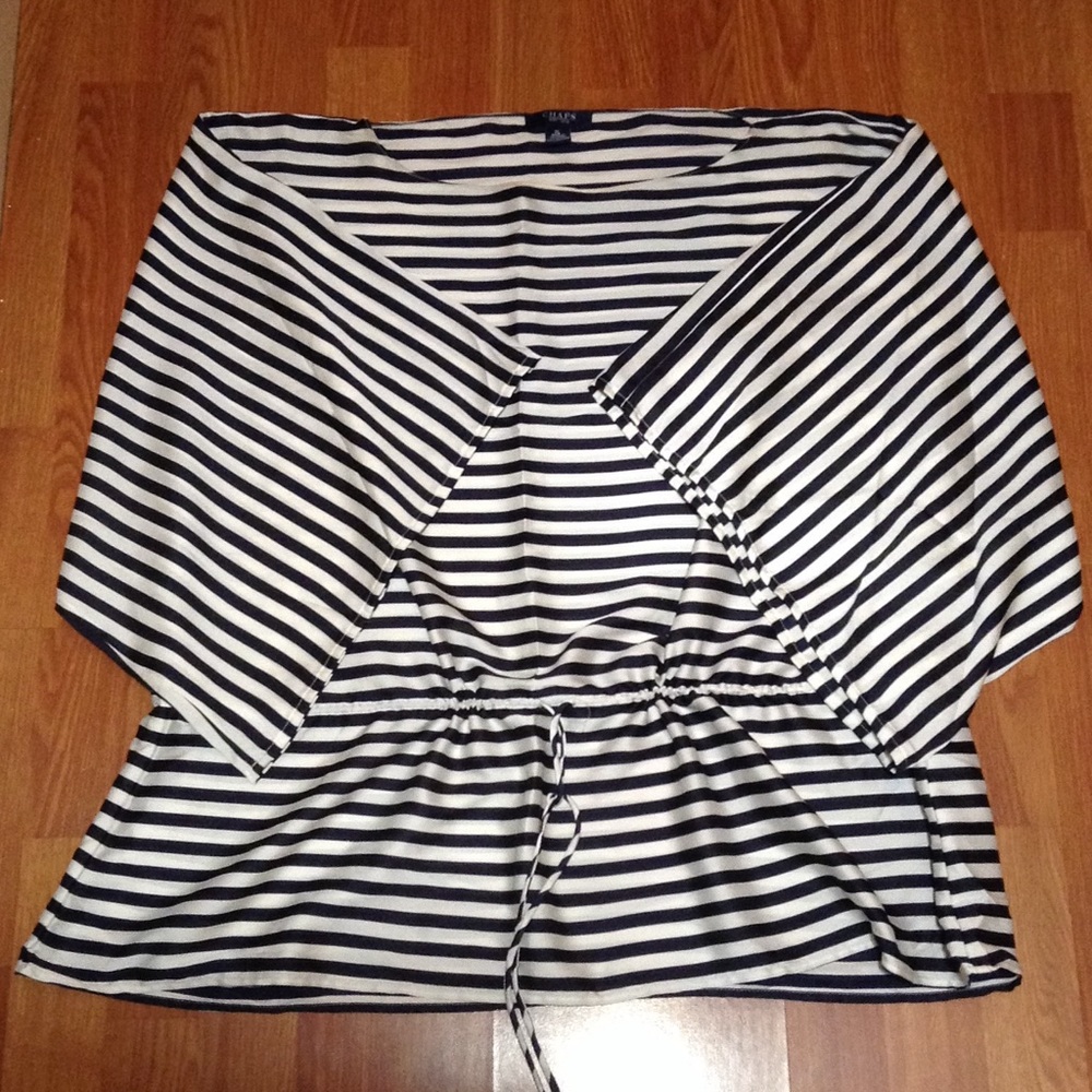 Chaps navy and white striped shirt