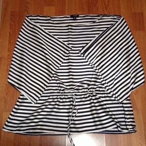 Chaps navy and white striped shirt