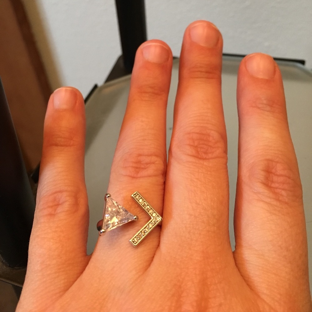 Triangle CZ Stone Trendy Ring.