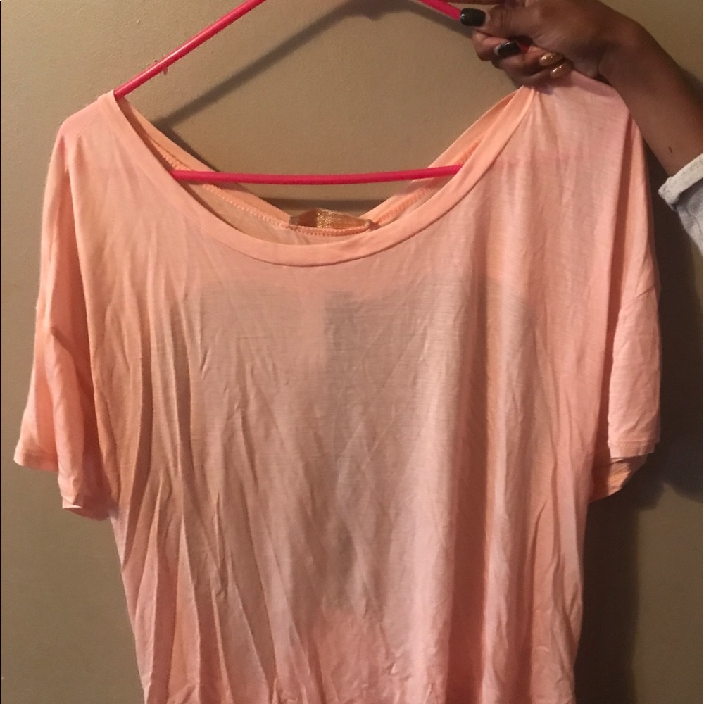 Haute Society shirt cut out summer top--BLUSH