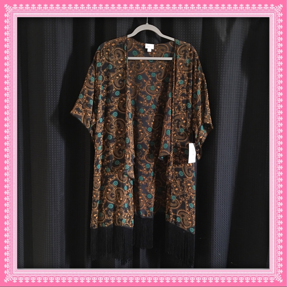 LuLaRoe Large Black Monroe with gold and teal NWT