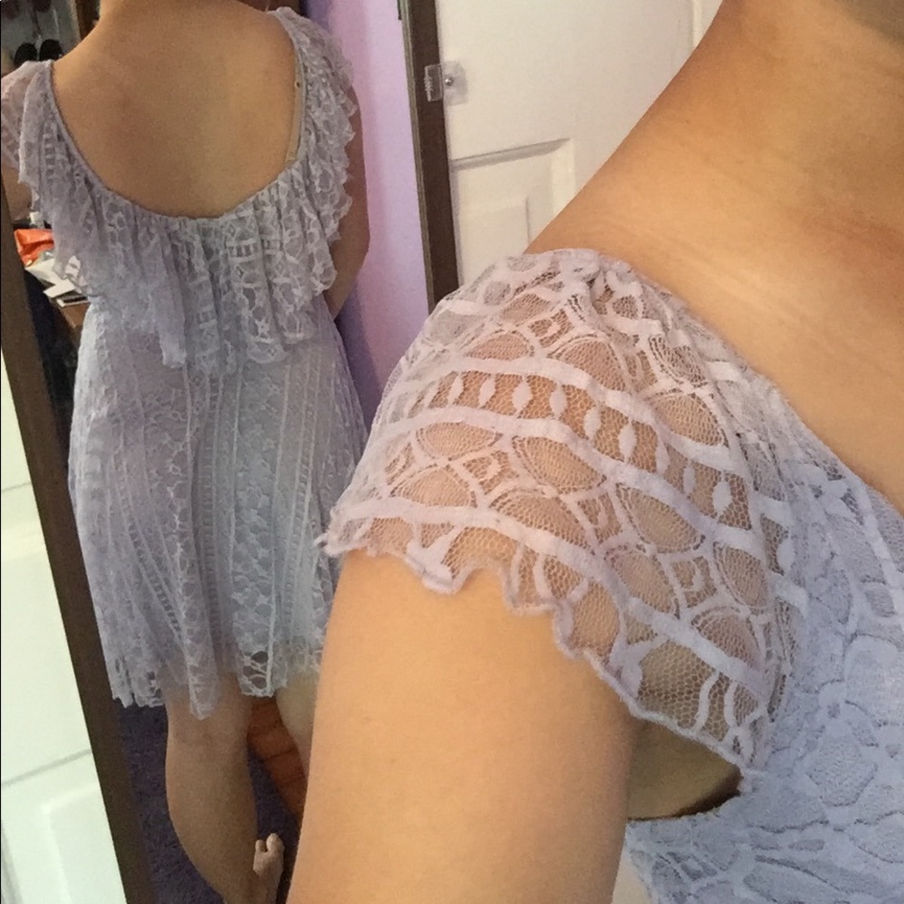 Lavender gray Kimchi blue lace dress