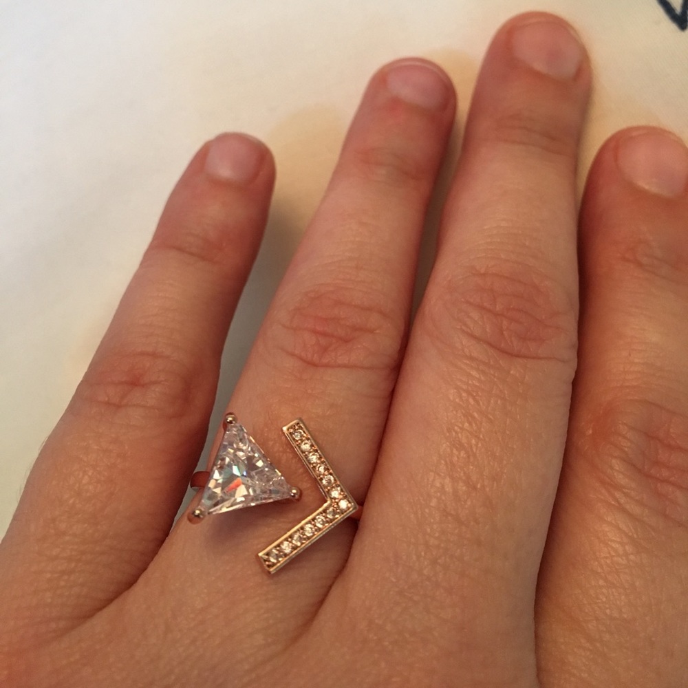 Triangle CZ Stone Trendy Ring.