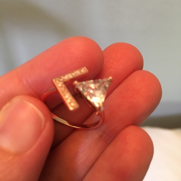 Triangle CZ Stone Trendy Ring. - Picture 2 of 4