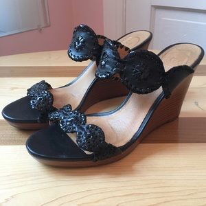 JACK ROGERS Luccia leather/patent leather wedges