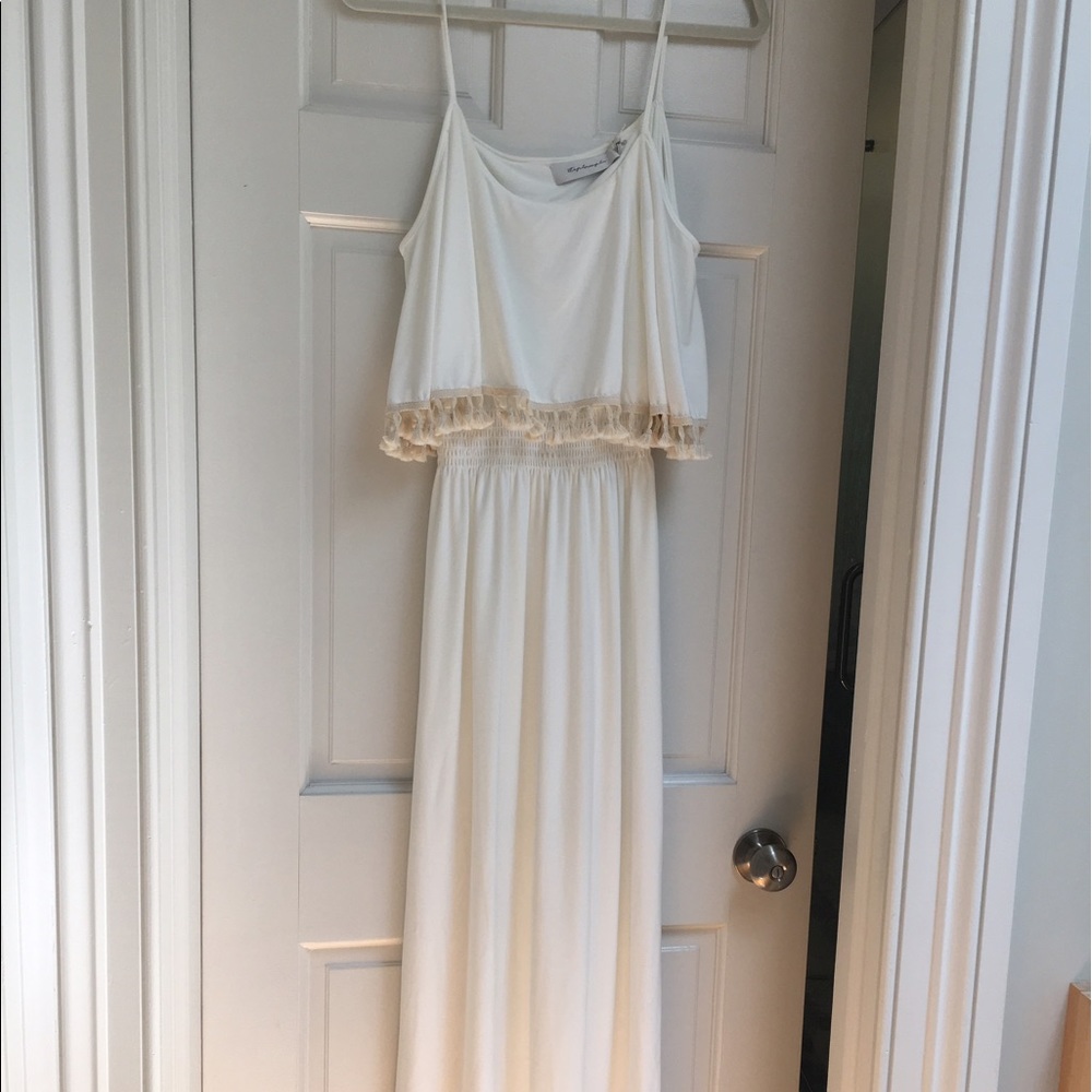 T Bags White Overlay Jersey Maxi dress