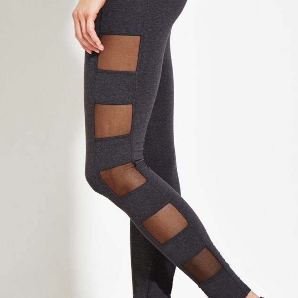 Leggings Grey Charcoal Mesh