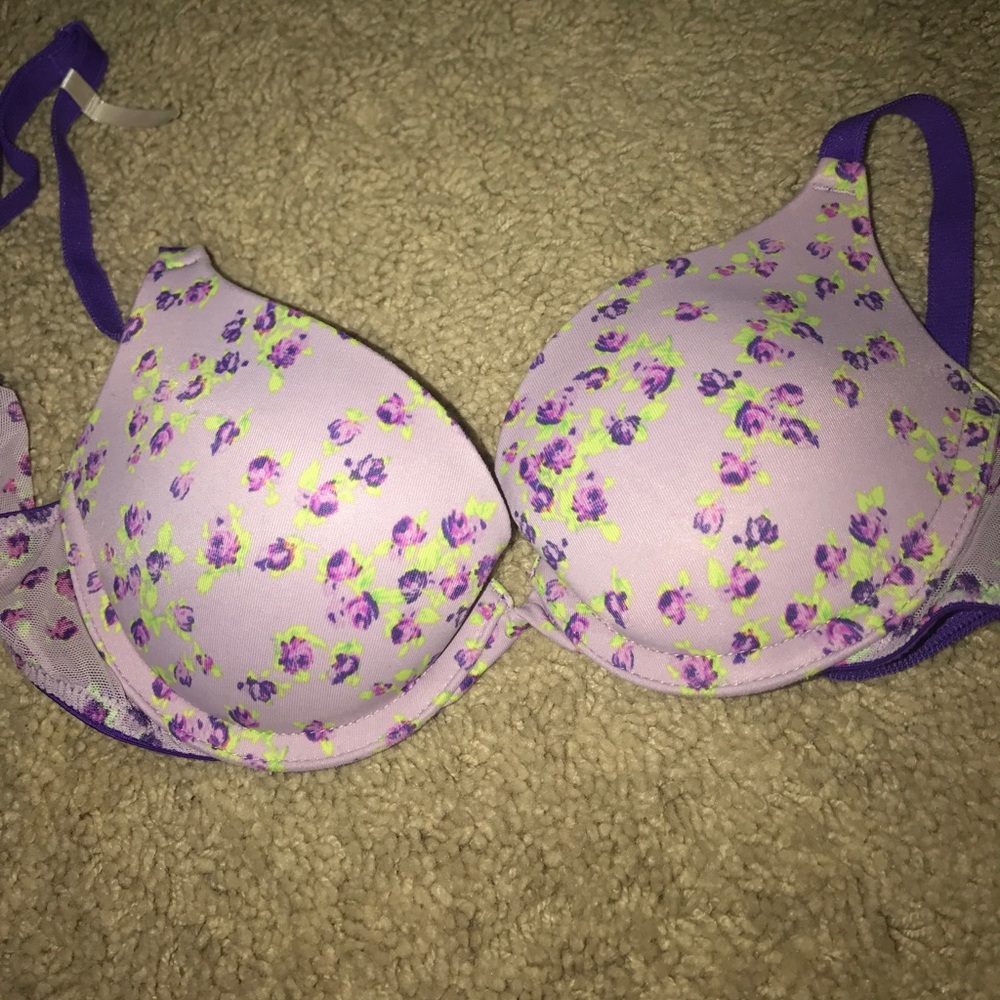 PINK purple flower smooth push up bra size 32A