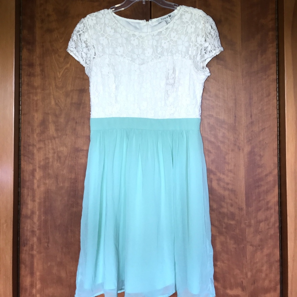 Sweetheart Mint and White Lace Dress