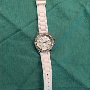 Women's white fossil watch