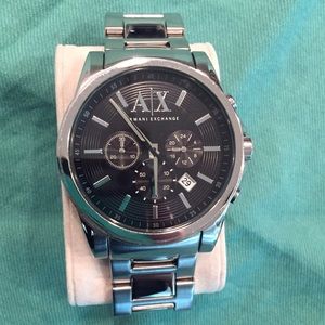 Mens Armani Exchange silver/black watch