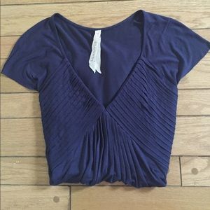 Deep V Neck Navy Blouse