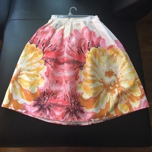 Satin A-line floral skirt