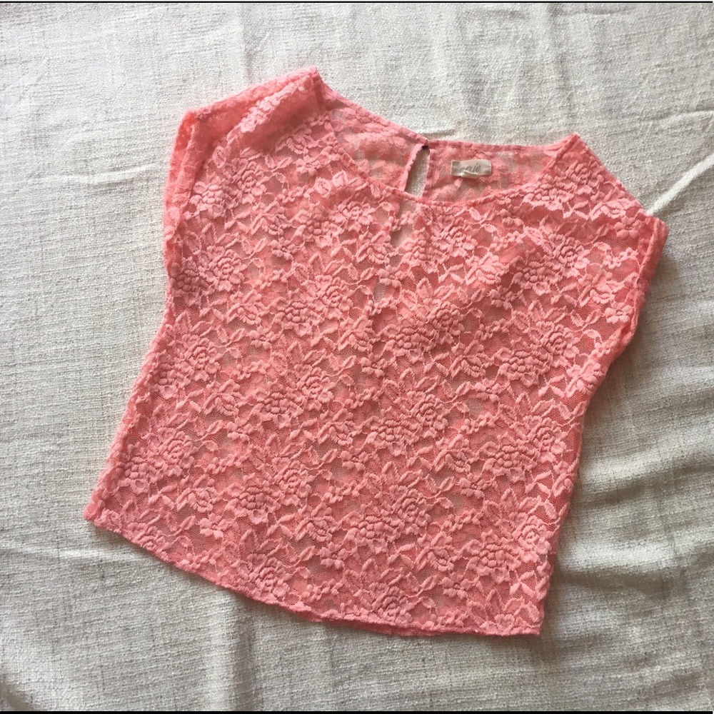 Pink lace crop top