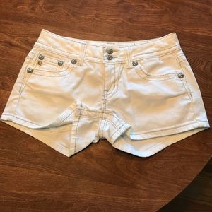 White miss me jean shorts