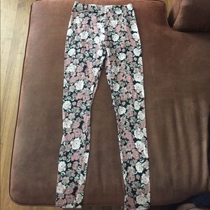 Pink floral leggings