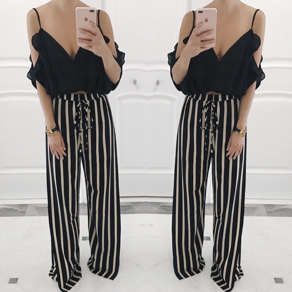 SOLD OUT ✖️ Slit Striped Pants - Picture 5 of 5