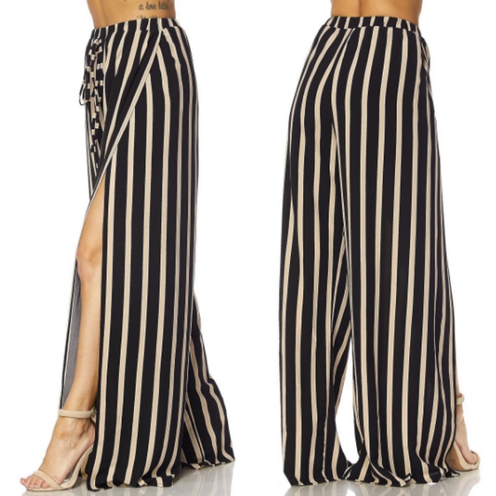 SOLD OUT ✖️ Slit Striped Pants - Picture 3 of 5