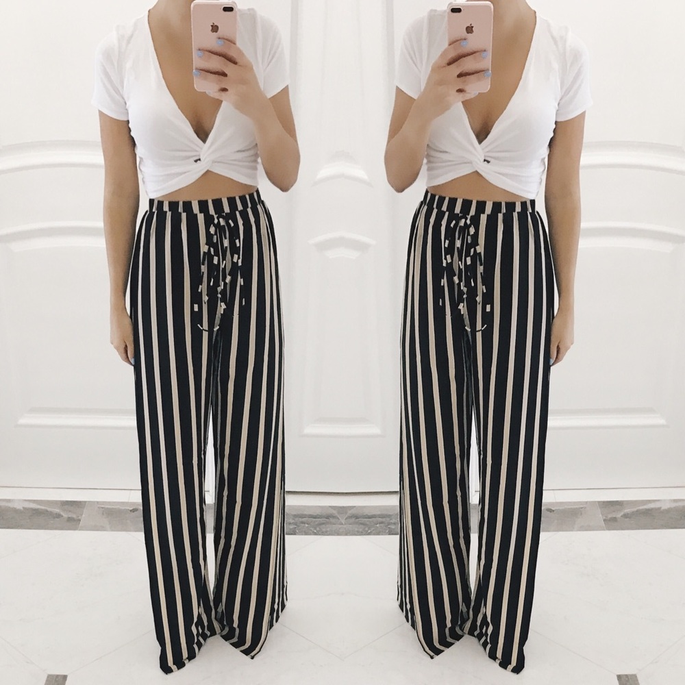 SOLD OUT ✖️ Slit Striped Pants - Picture 2 of 5