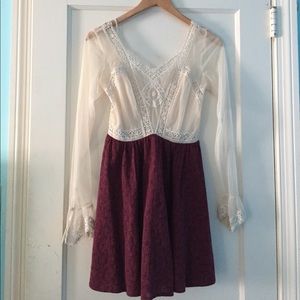 Free People red and white lace dress