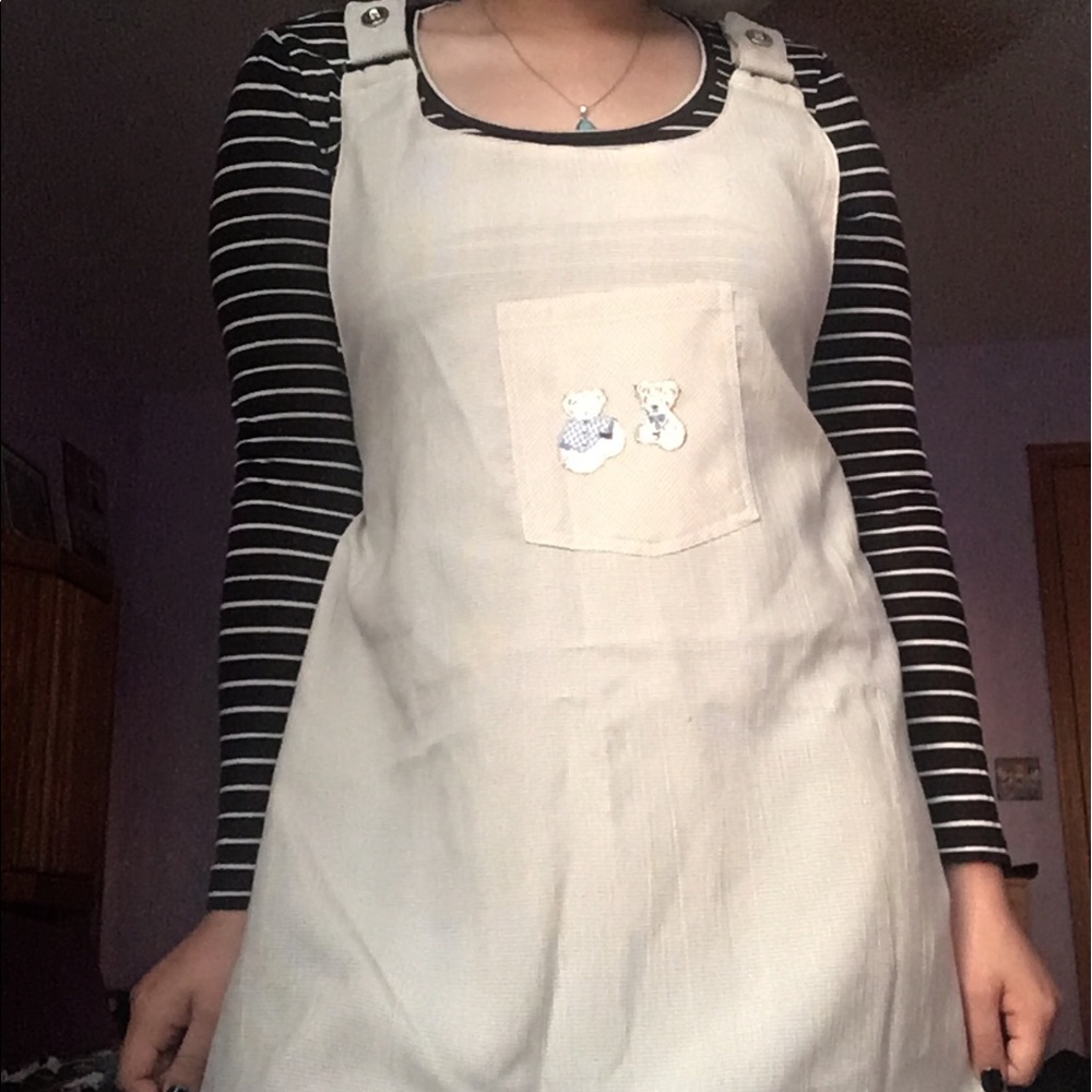 ‼️SOLD‼️ Vintage cream off-white overall dress