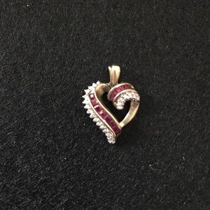 10kt Gold Ruby and Diamond Heart Pendant