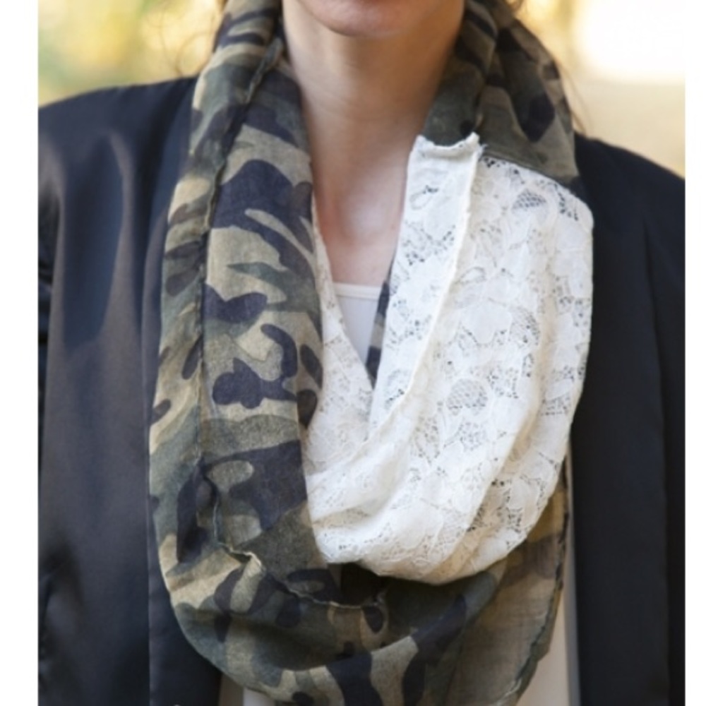 Camouflage and Lace infinity scarf