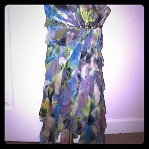 MULTI COLORED LAYERED FUN SUMMER EVENING DRESS