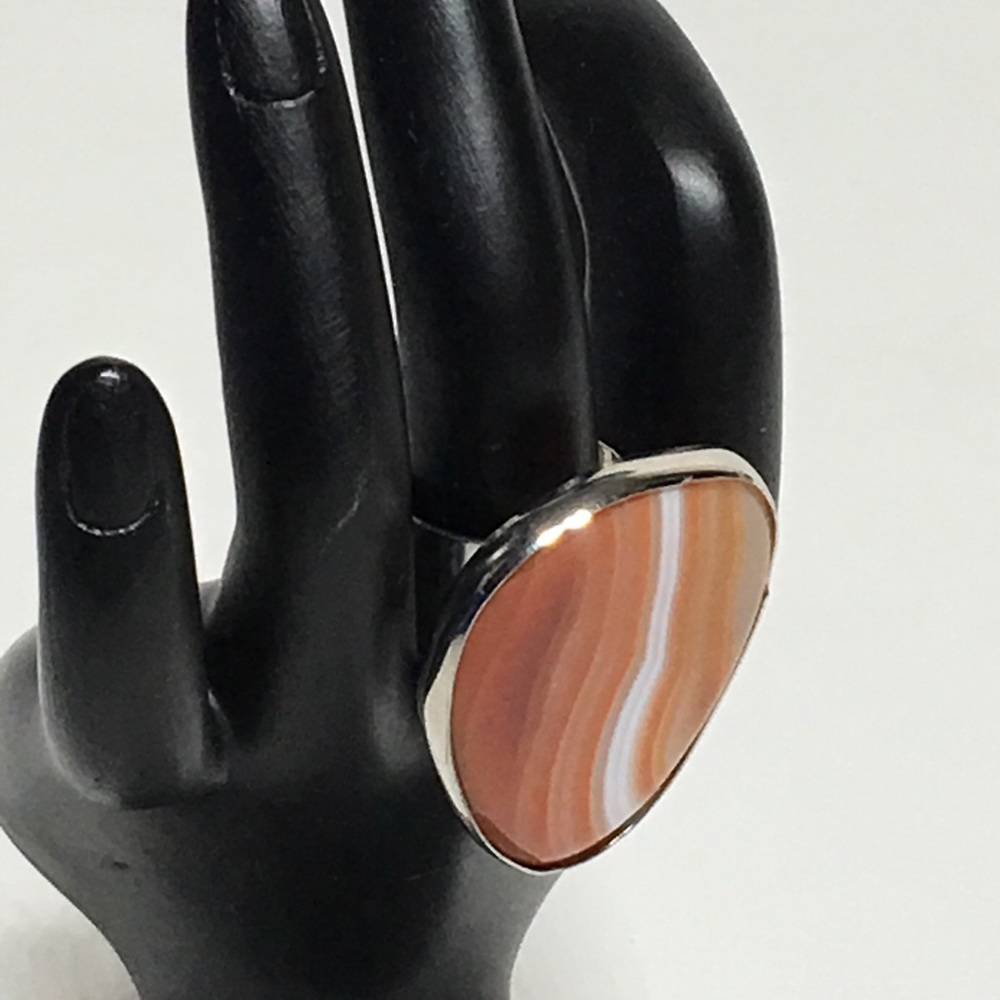 Orange White Marble Design Ring