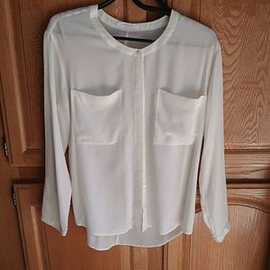 Everlane silk collarless shirt, like new