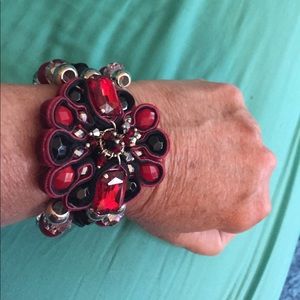 Red silver black bracelet