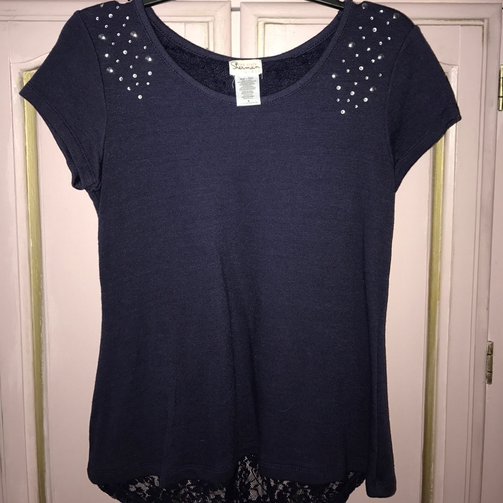 Navy T-Shirt w/ Lace