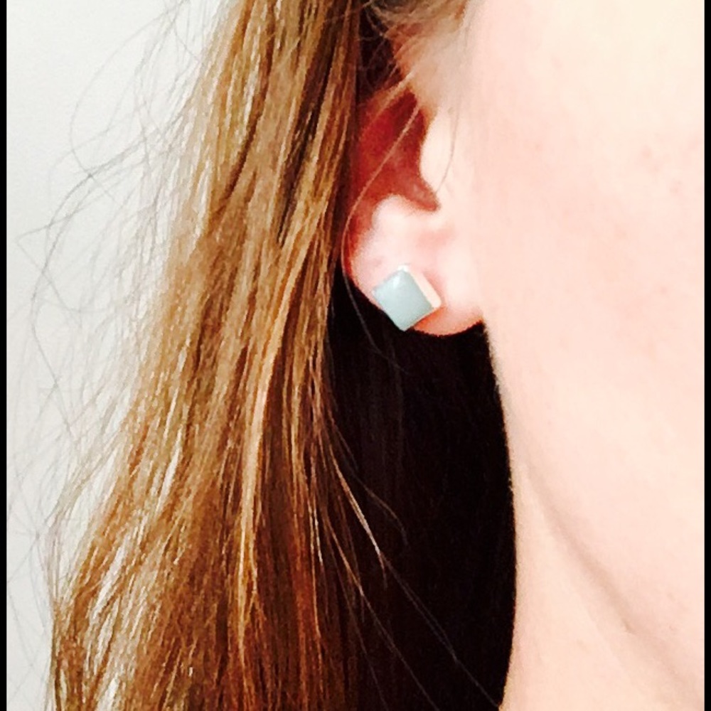 Sterling silver, blue amazonite studs