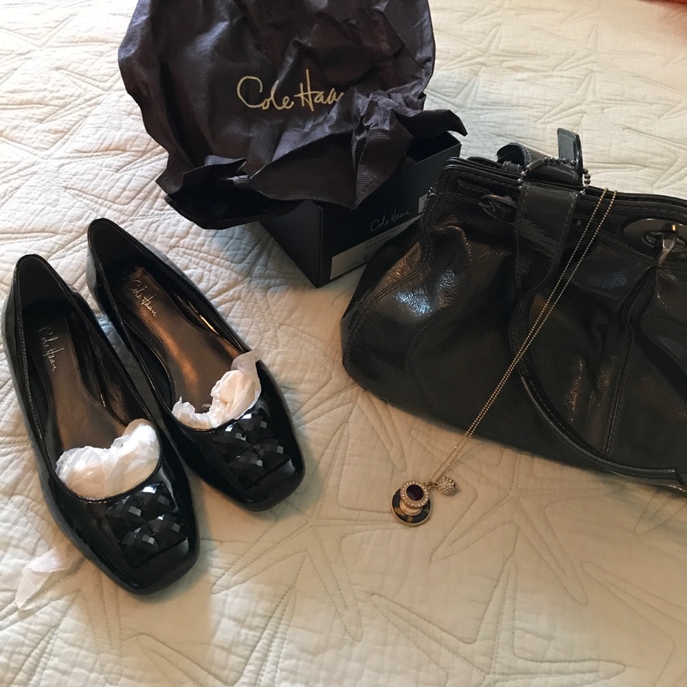 Cole Haan Air Camille Black Patent Flat- size 8