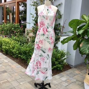 Floral Halter Dress with M Slit