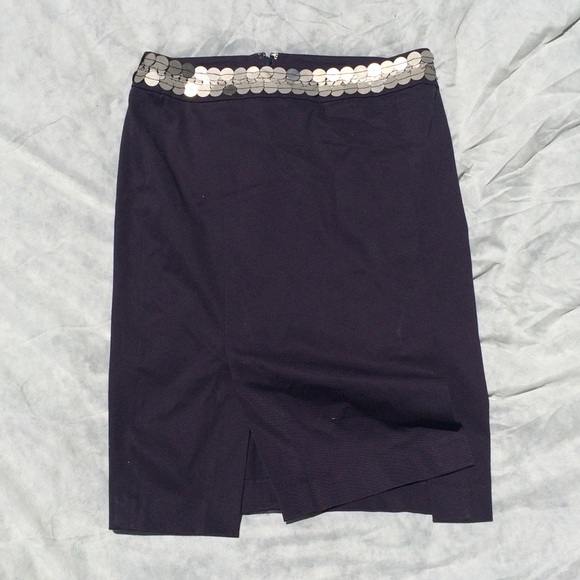 Tory Burch Double Slit Navy Pencil Skirt - Picture 1 of 4