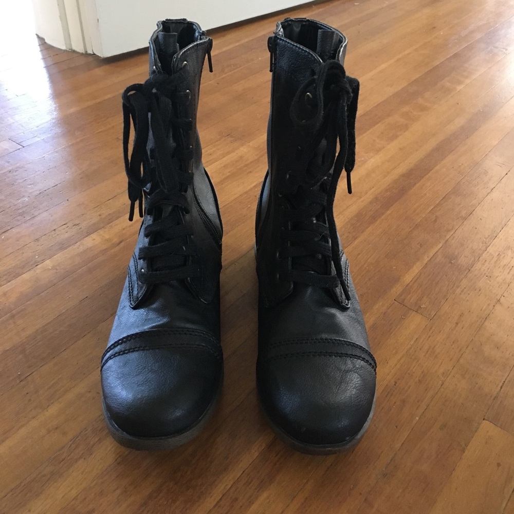 Black combat boots