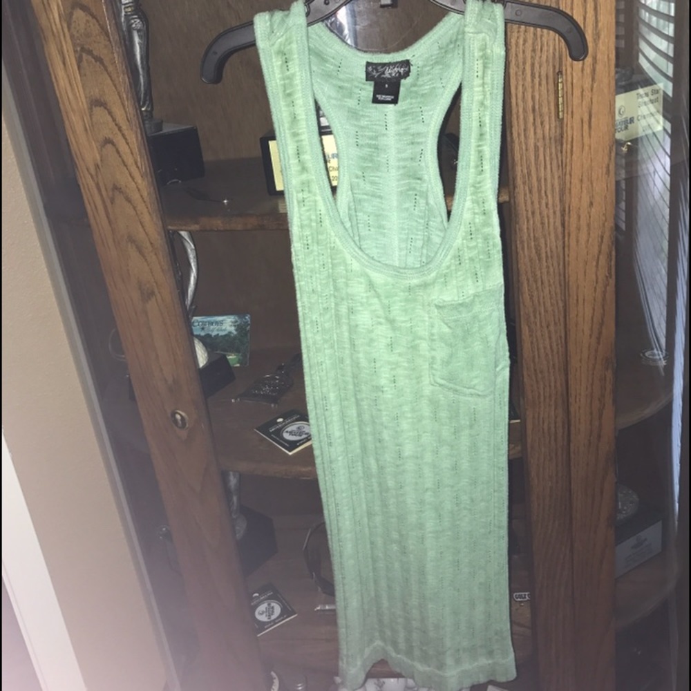 Green Distressed Tank Top