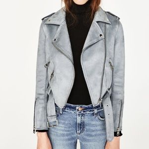 Zara Sky Blue 💙 Suede Effect Jacket