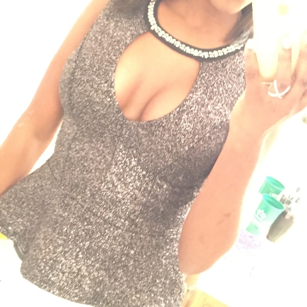 Super Chick black glittery top