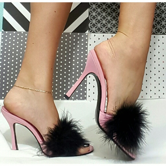 marabou heel slippers