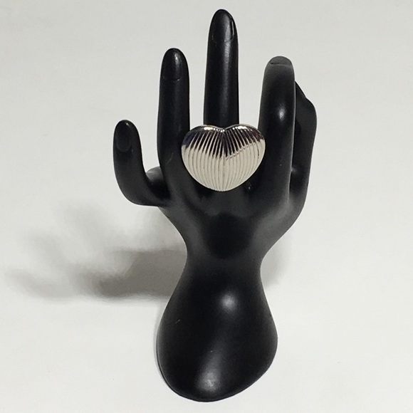 Vintage Heart Silver Tone Ring - Picture 1 of 8