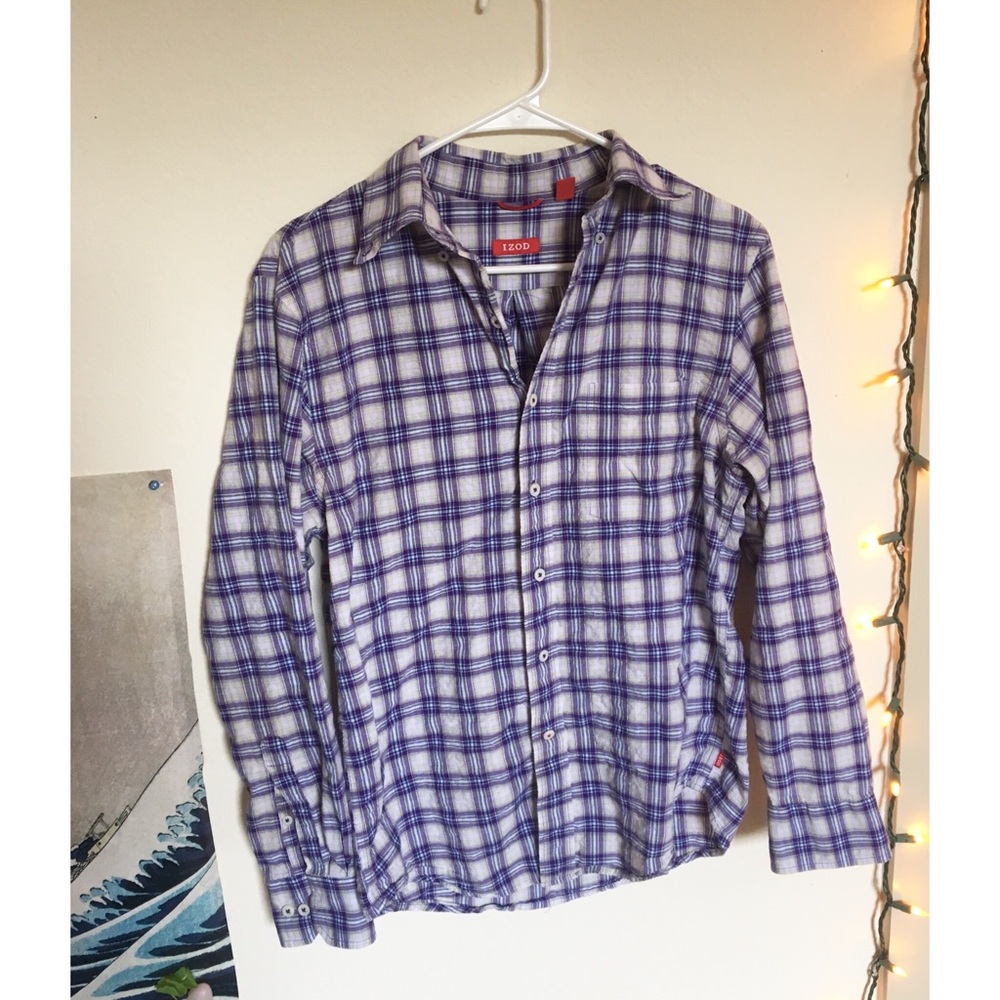 Purple izod men's button down flannel