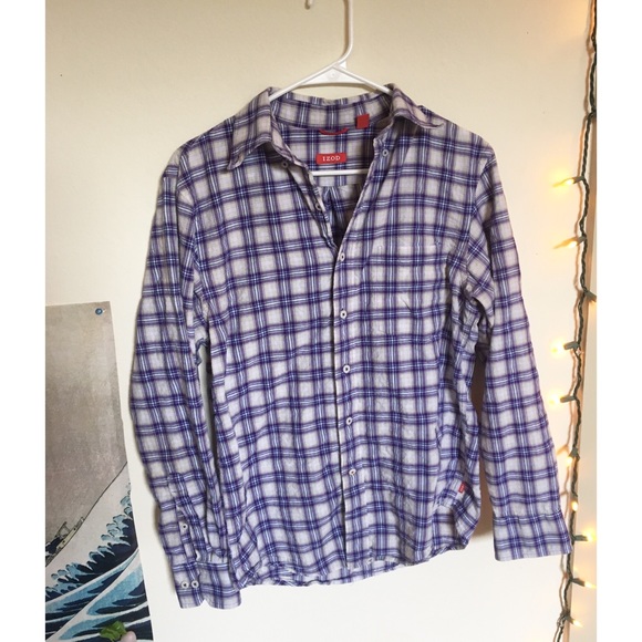 Purple izod men's button down flannel - Picture 1 of 2
