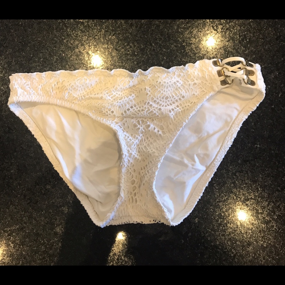 White Crochet Swim Bottoms