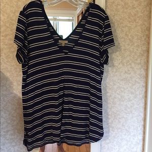 Deep V Striped Blouse